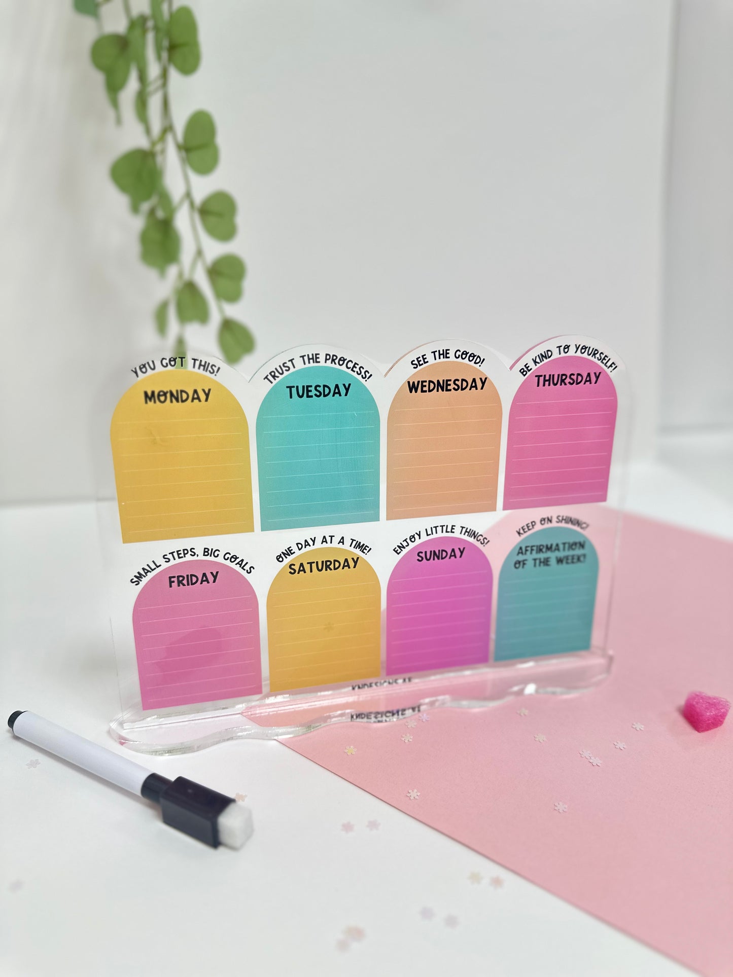 Reusable acrylic weekly planner