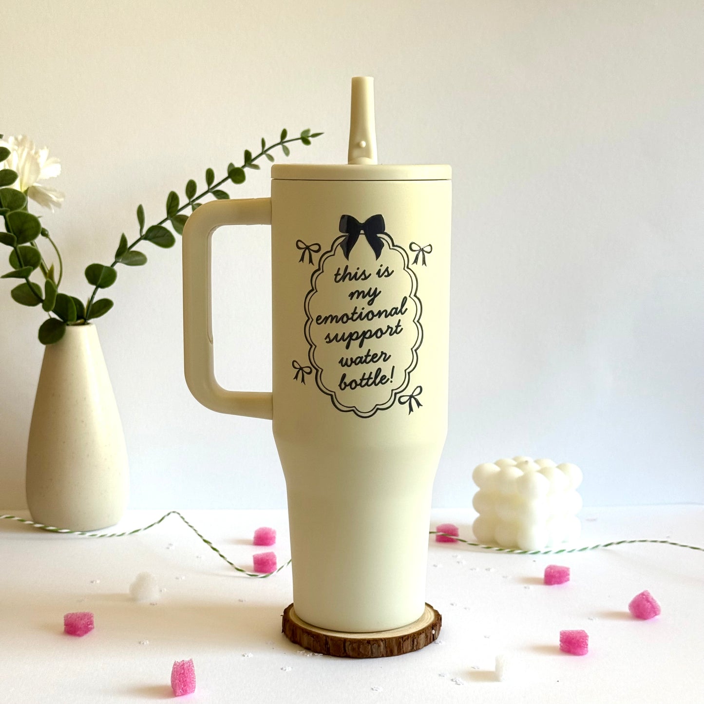 Trendy 40 oz Insulated Tumbler with Handle | Motivational Quote Hydration Mug