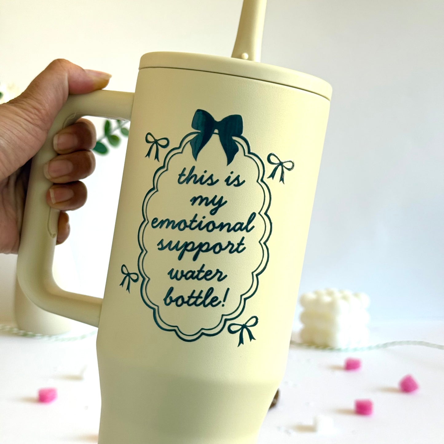 Trendy 40 oz Insulated Tumbler with Handle | Motivational Quote Hydration Mug