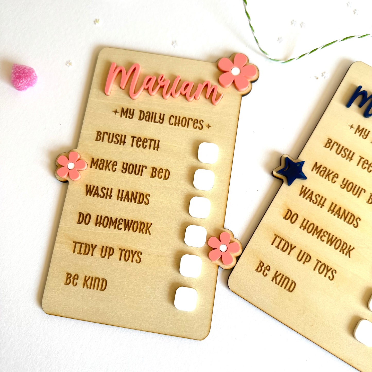 Personalized Wooden Kids Chore Chart | Daily Task and Responsibility Checklist
