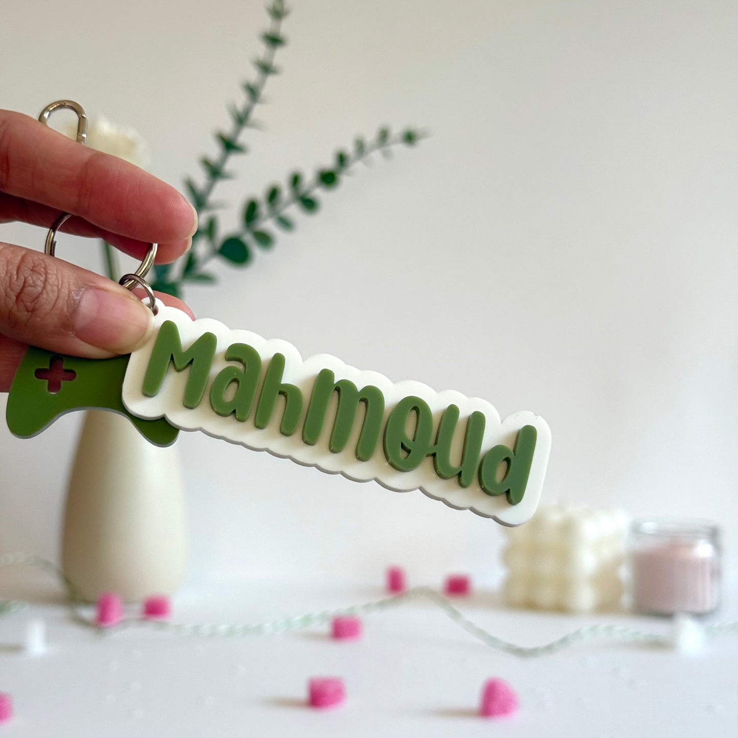Custom Name Keychain with Charm | 3D Layered Personalized Acrylic Name Tag