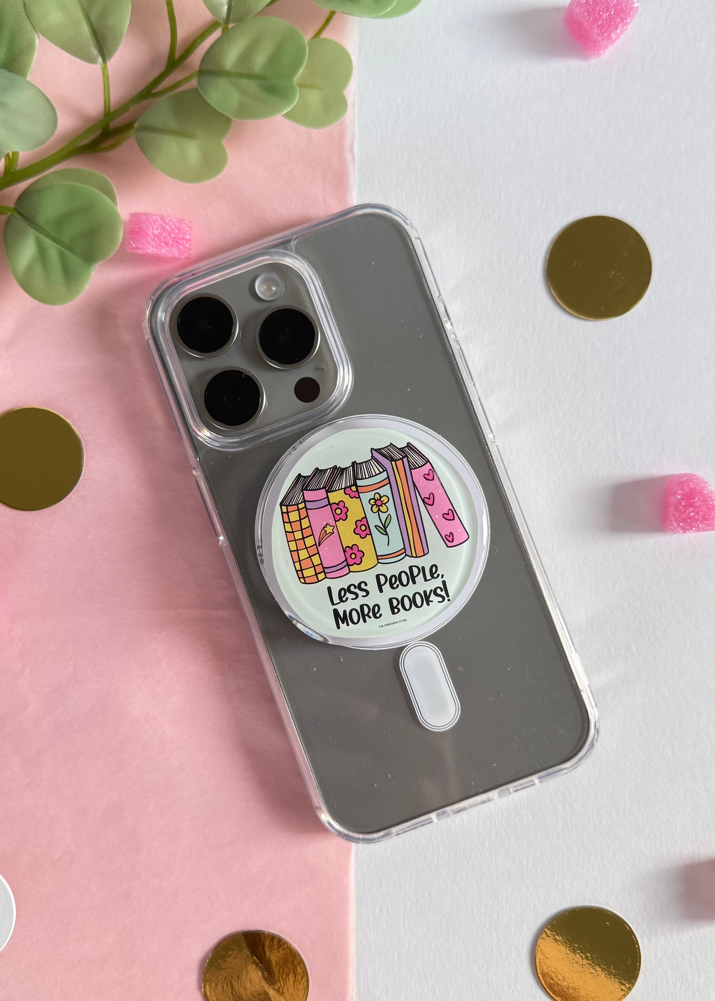 Less people more books - Acrylic phone grip