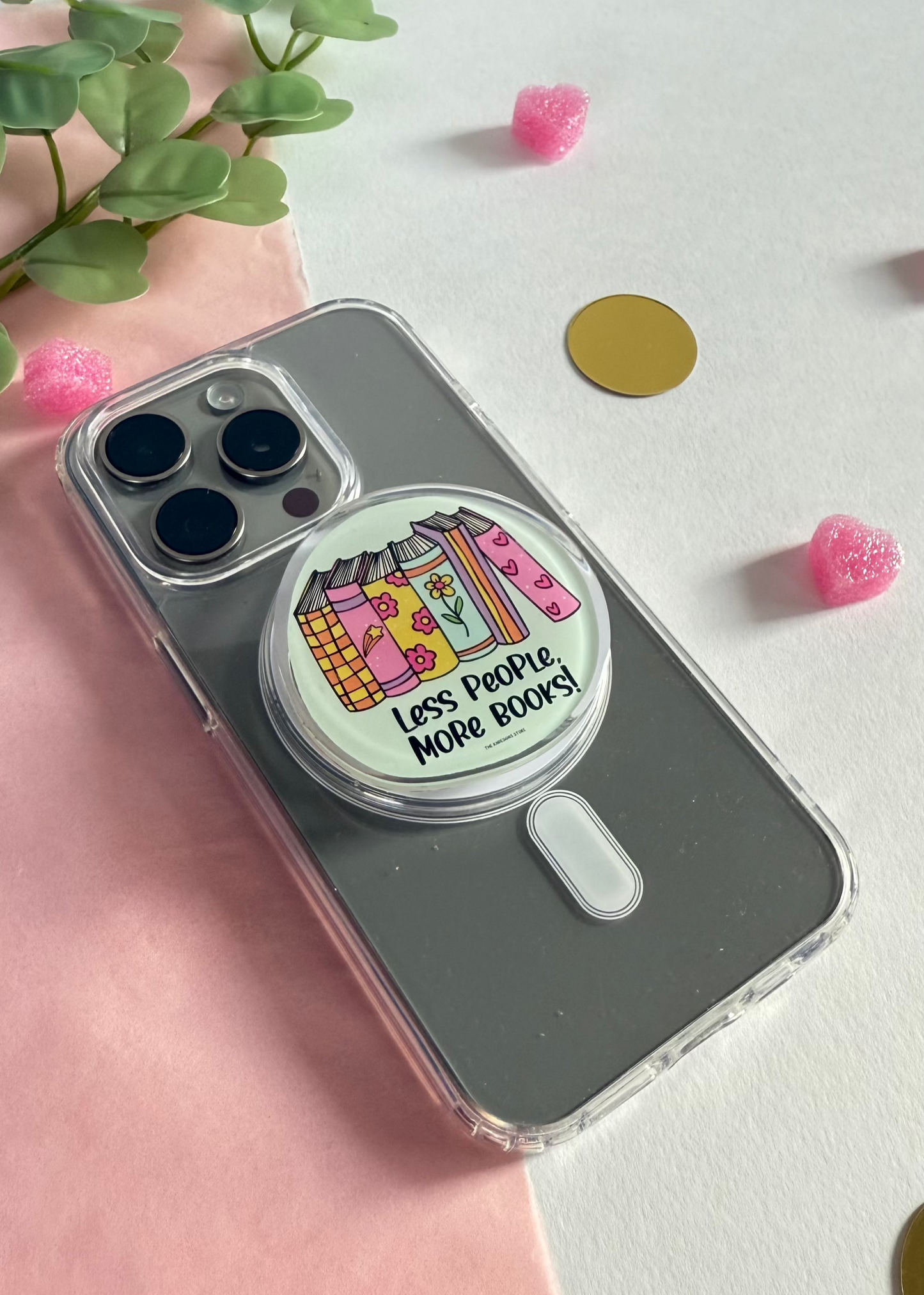 Less people more books - Acrylic phone grip