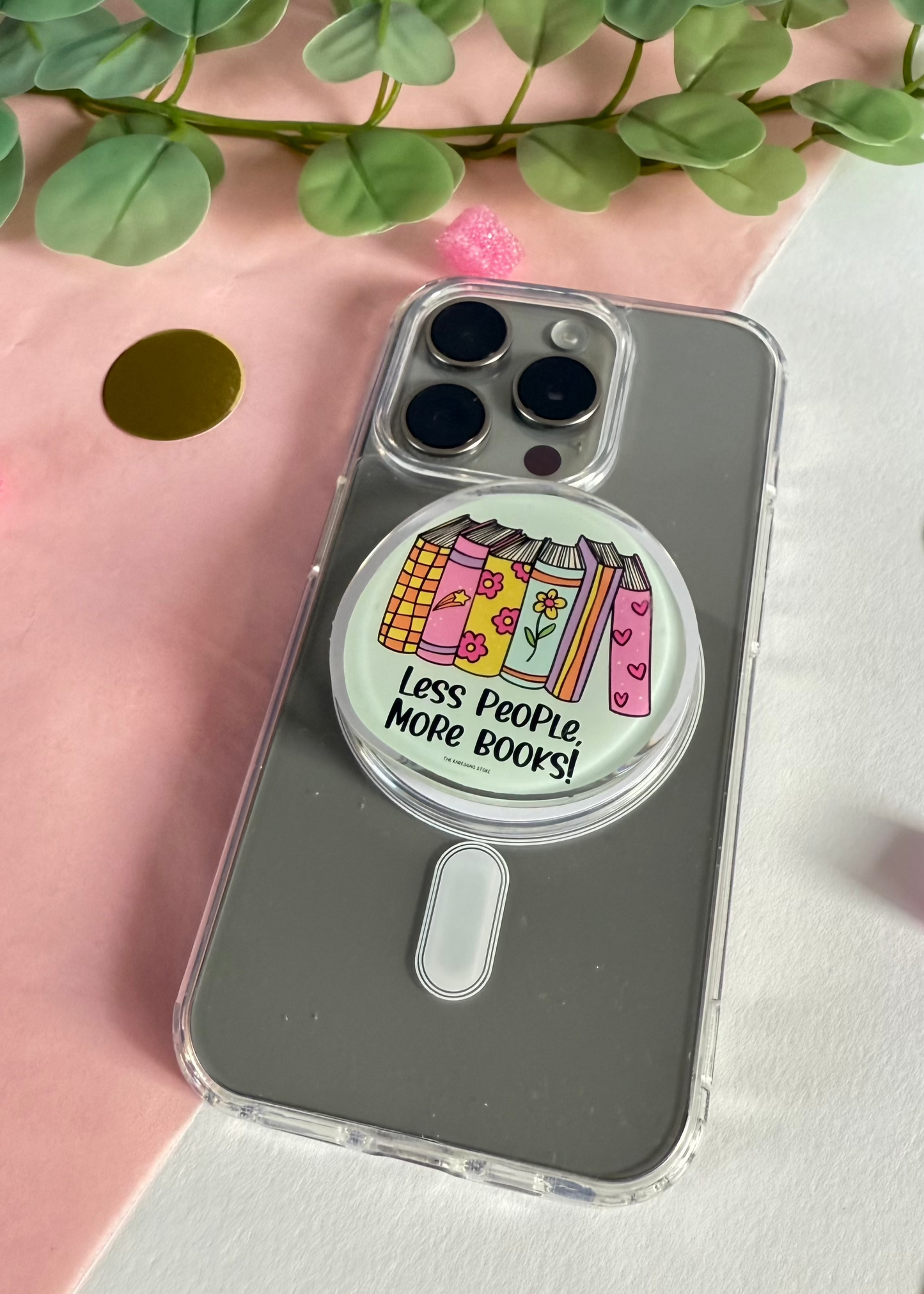 Less people more books - Acrylic phone grip