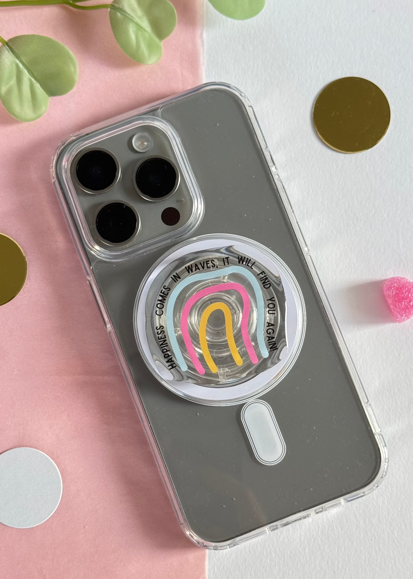 Happiness comes in waves Small - Acrylic phone grip