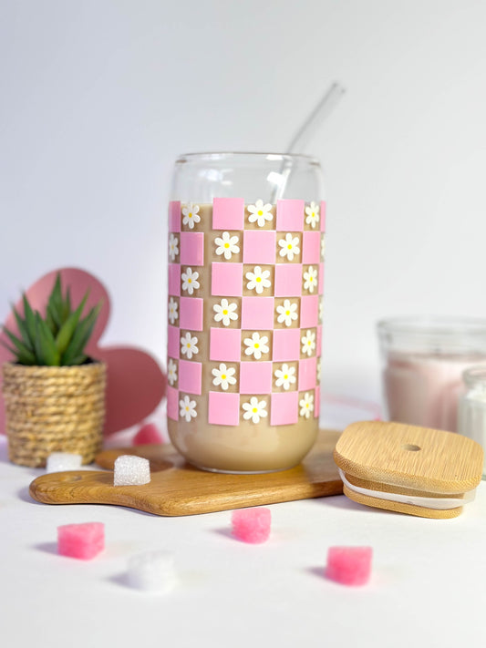 Pink Squares And Daisies