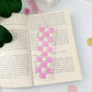 Pink square and daisies - Bookmark