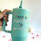Trendy 40 oz Insulated Tumbler with Handle | Motivational Quote Hydration Mug