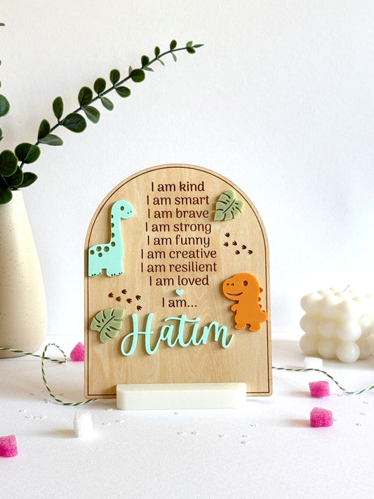 "I Am" Affirmation Plaque for Kids | Custom Name Positive Thinking Gift