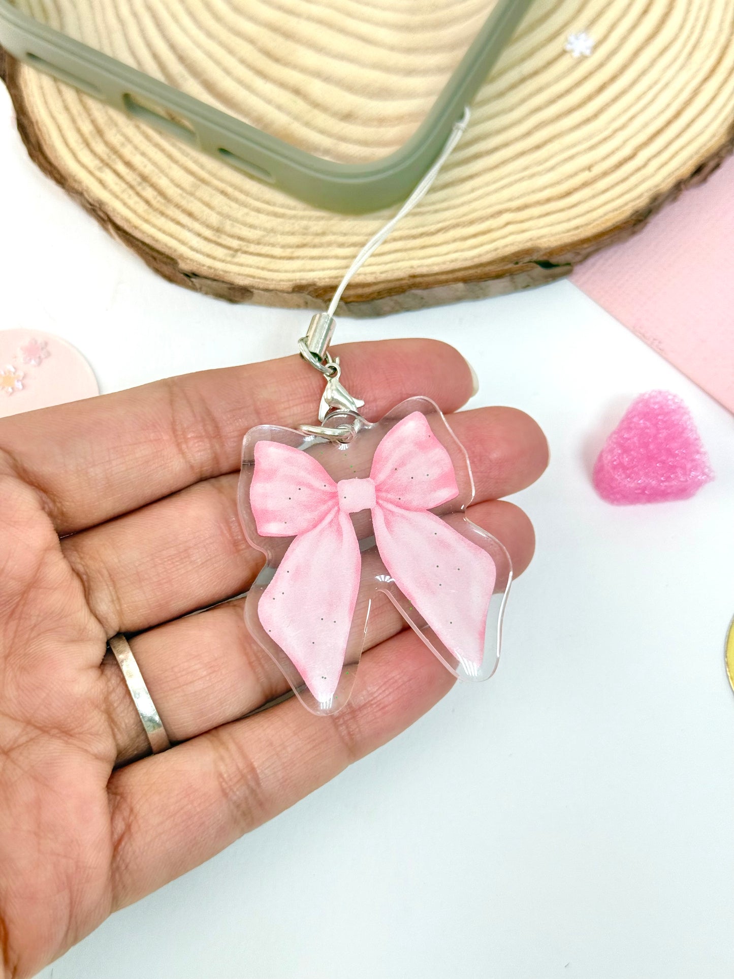 Pink Bow- Phone Charm