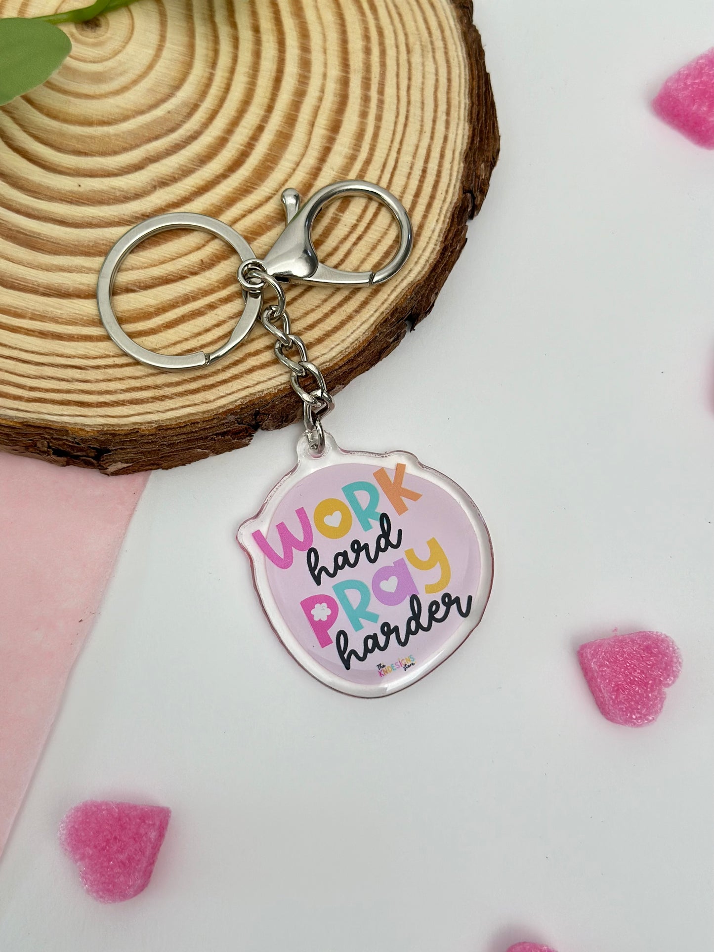 Work Hard Pray Harder - Acrylic keychain