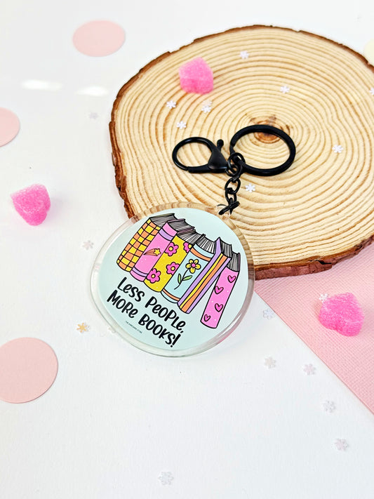 Less people more books - Acrylic keychain